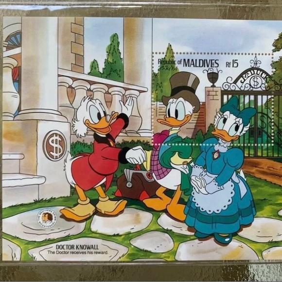 DISNEY Donald & Daisy Duck - Brothers Grimm Doctor Knowall Collectible Stamp Set - Picture 1 of 2